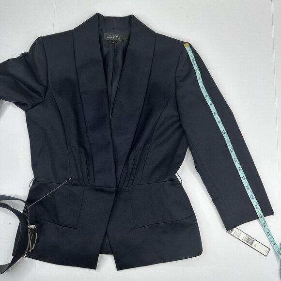 Tahari Women's NWT Admiral Navy Jocelyn Tencel Wool Belted Jacket 4/C35.25‎ - Picture 14 of 15